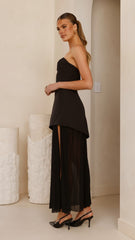 Fenella Asymmetrical Maxi Dress - Black
