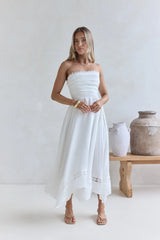Lucia Strapless Midi Dress White