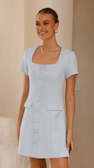 Karen Tweed Mini Dress - Blue