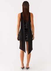 Kiesha Strapless Scarf Mini Dress - Black