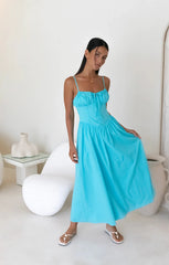Whimsical Woods Maxi Dress Aqua