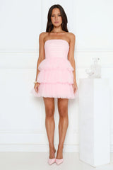 Secret Soirée Tulle Strapless Mini Dress Pink