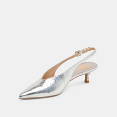 ALENNA HEELS SILVER DISTRESSED LEATHER