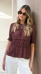 Kai Short Sleeve Top - Brown