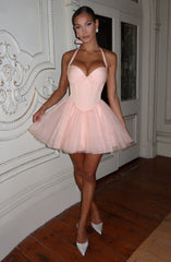 Keely Mini Dress - Soft Peach Dress Babyboo Fashion Premium Exclusive Design