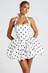Maricia Mini Dress - Black Polka Dot Print Dress Babyboo Fashion Premium Exclusive Design
