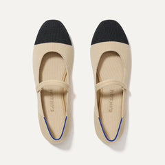 The Square Mary Jane in Cream Captoe shown from the top.