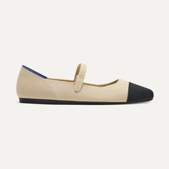 The Square Mary Jane in Cream Captoe shown from the side.