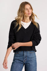 Mikuna Black V-Neck Cropped Sweater