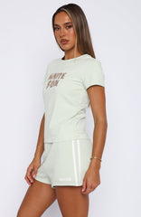 11th Street She's So Lucky Relaxed Baby Tee Iced Matcha