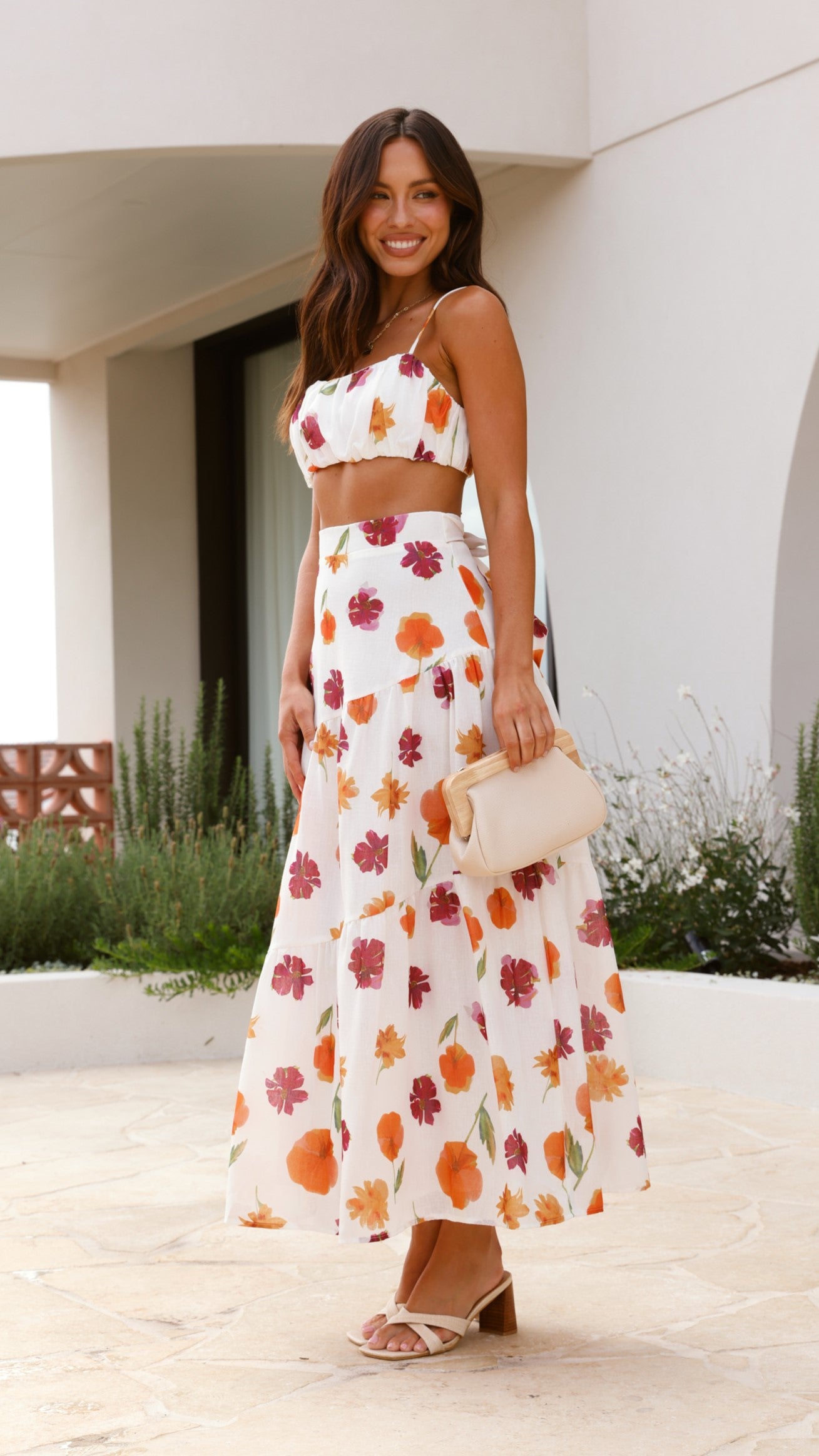 Saraya Top and Skirt Set - Springtime Print