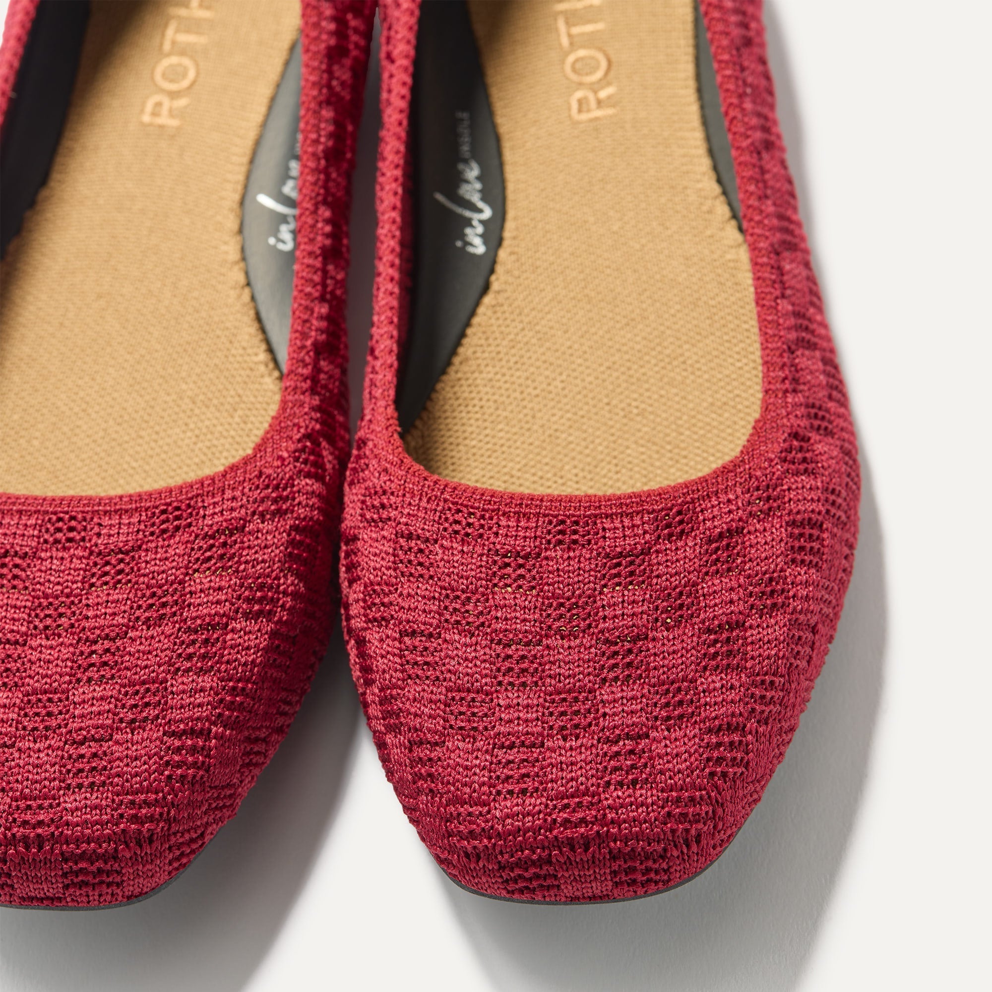 Close up of the toe box on The Max Square in Ruby.