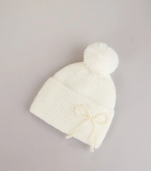 Snow Angel Pearl Bow Beanie