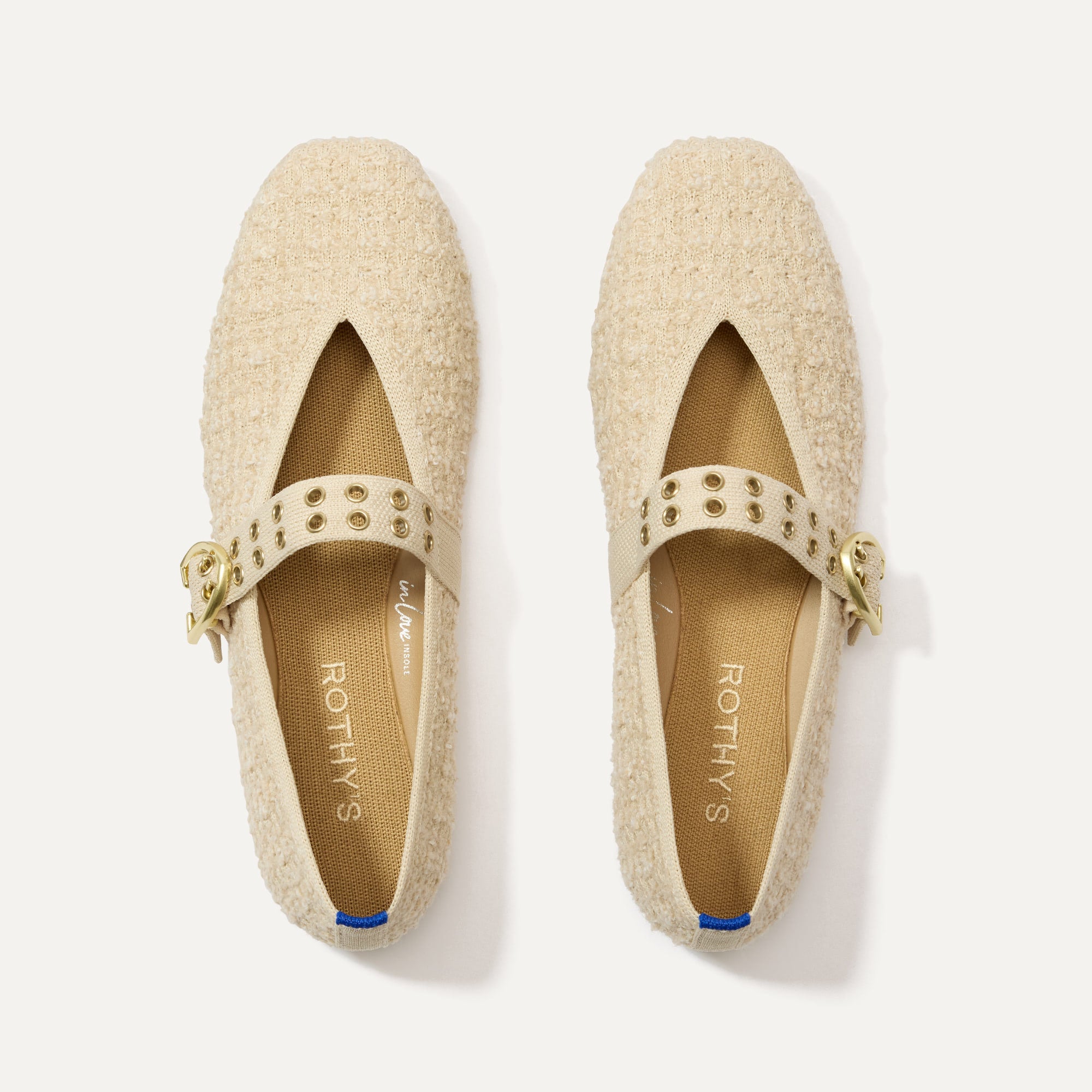 The Max Buckle Mary Jane in Pearl Bouclé shown from the top.
