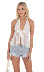 Lace Babydoll Halter Top in White