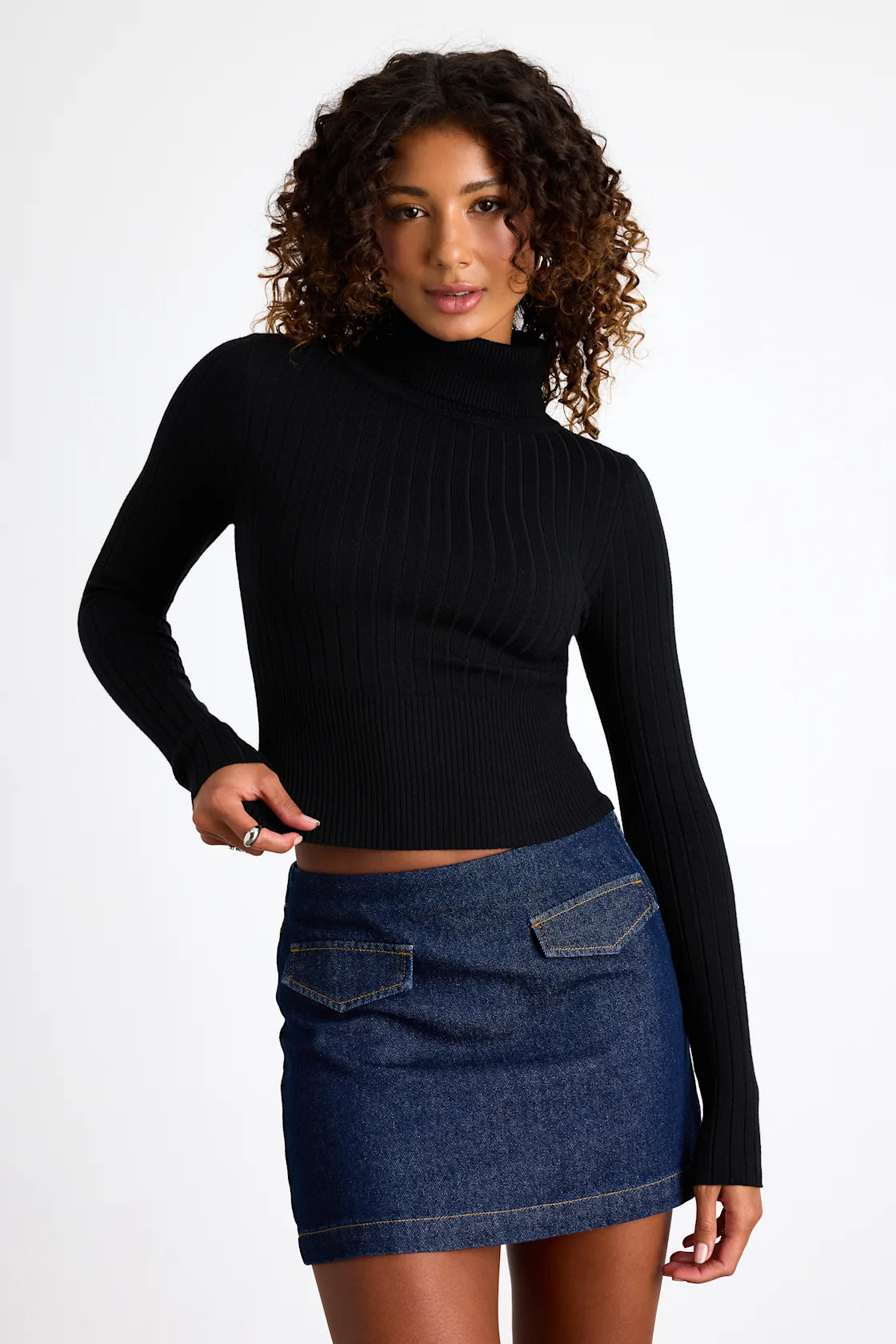 Perfected Comfort Beige Turtleneck Sweater Top