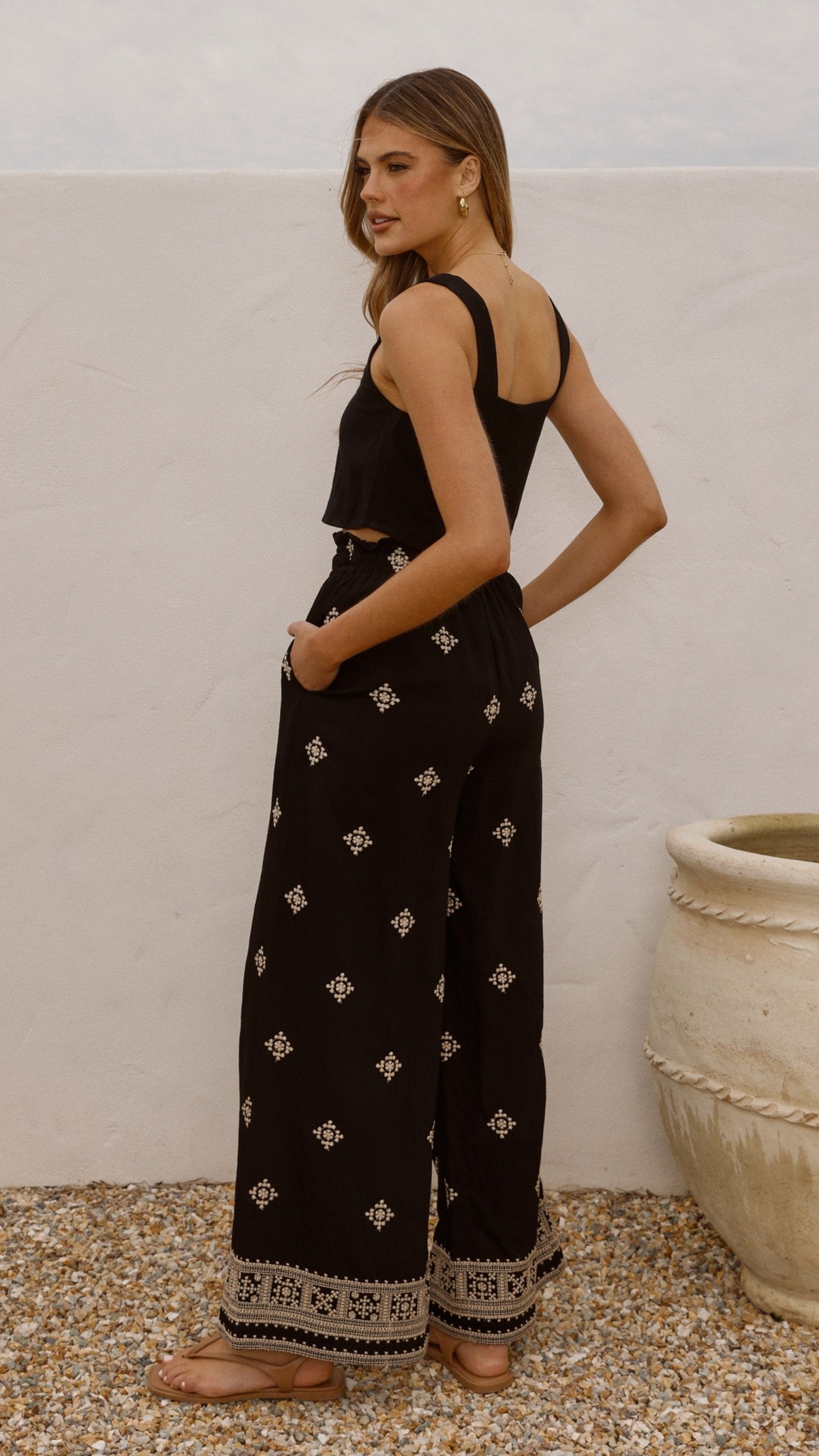 Deni Pants - Black/Beige