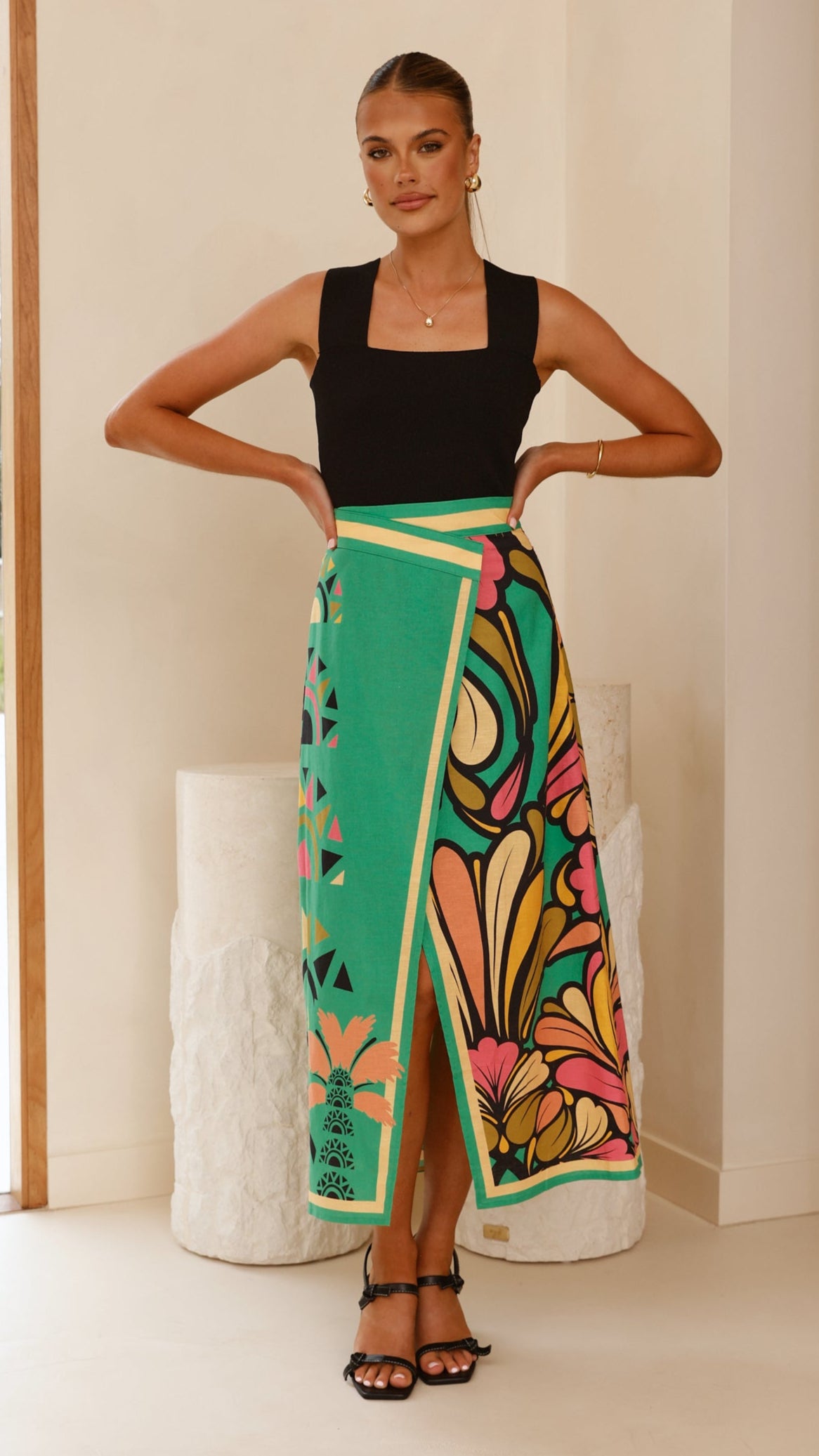 Portugal Tailored Maxi Skirt - Apple