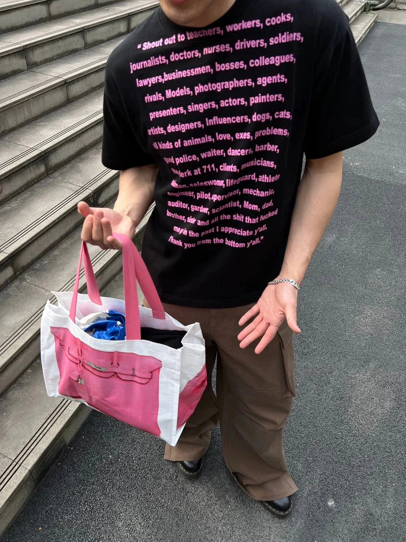 Grocery Bags Creative Parody Platinum Bag Print Woven Bag Fire Over The Net Birkin Fitness Casual Bag