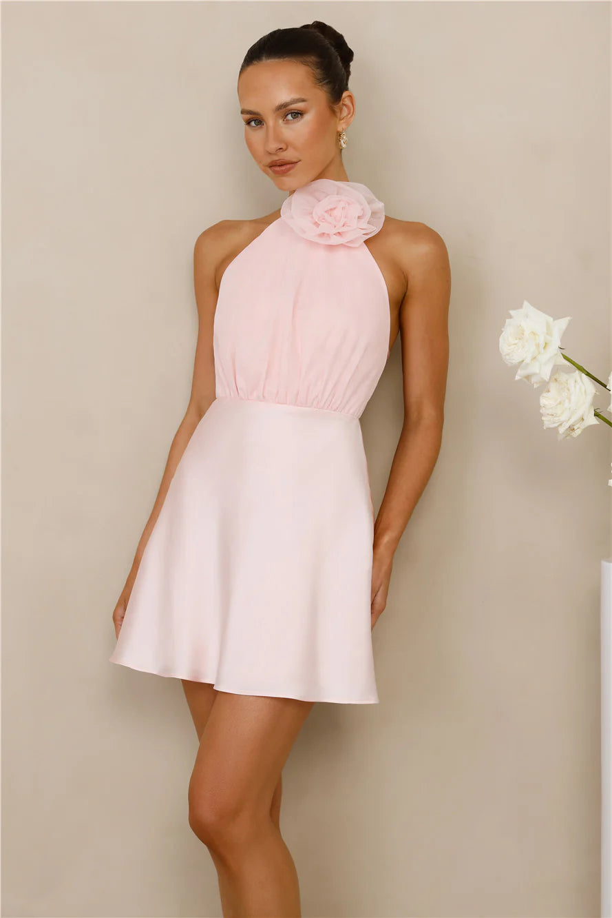 Infinite Charm Halter Mini Dress Pink