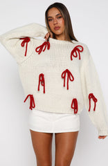Candy Cane Crush Knit Sweater Cream