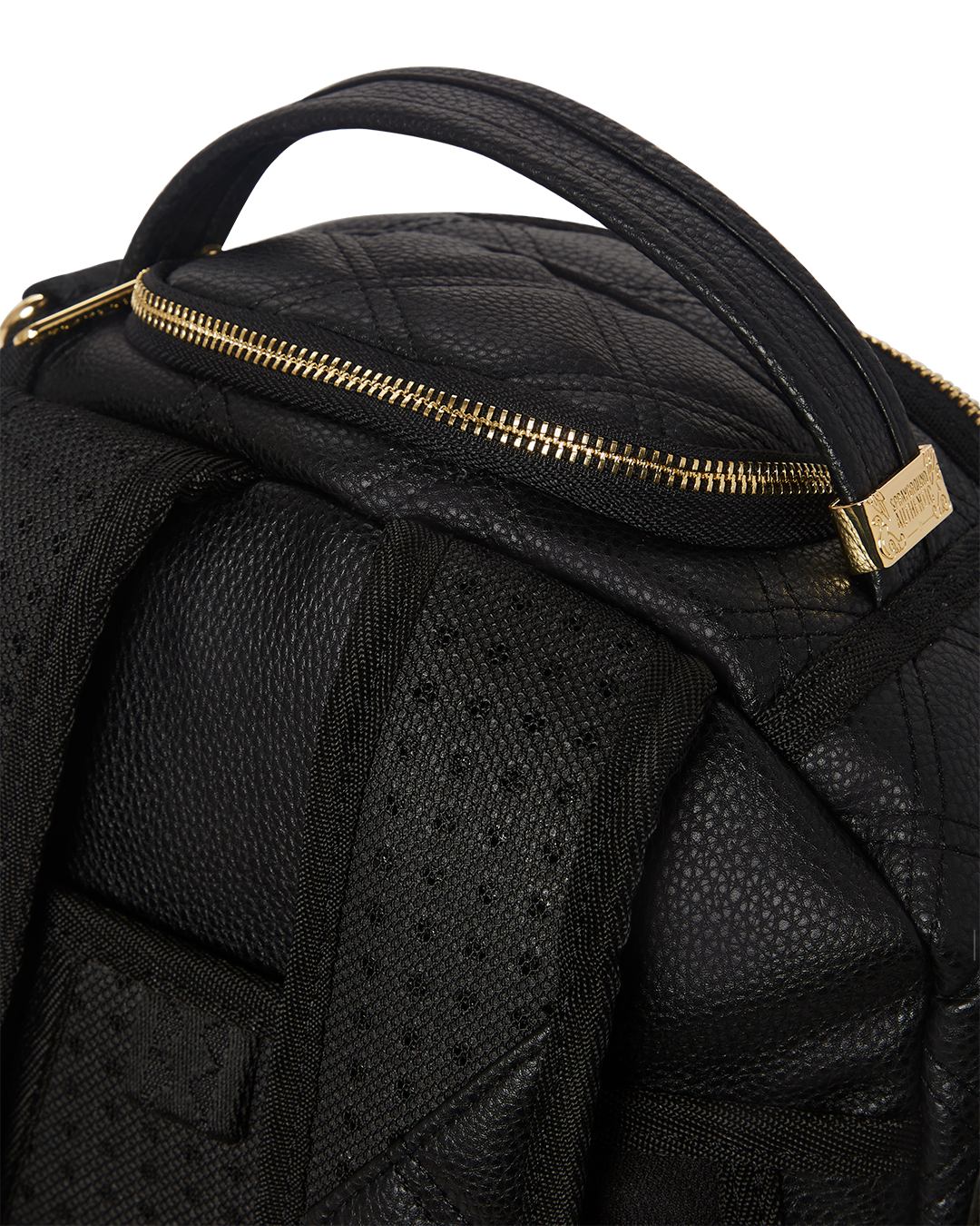 NOIR QUILT GOLD CHAIN SHARK BACKPACK (DLXV)