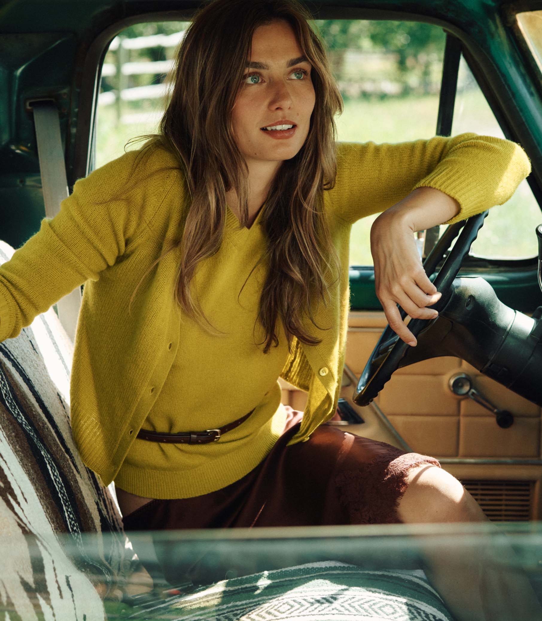 CAMERON CASHMERE CARDIGAN -- ANTIQUE MOSS