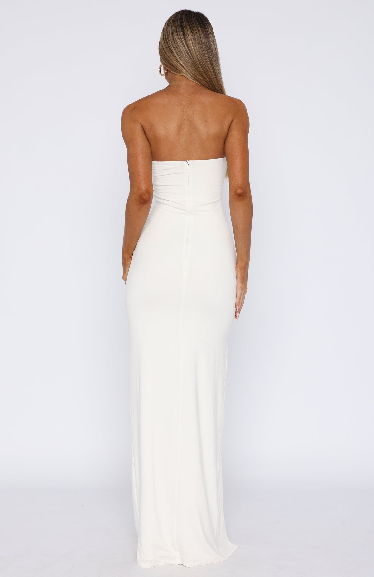 Deep In My Heart Strapless Maxi Dress White