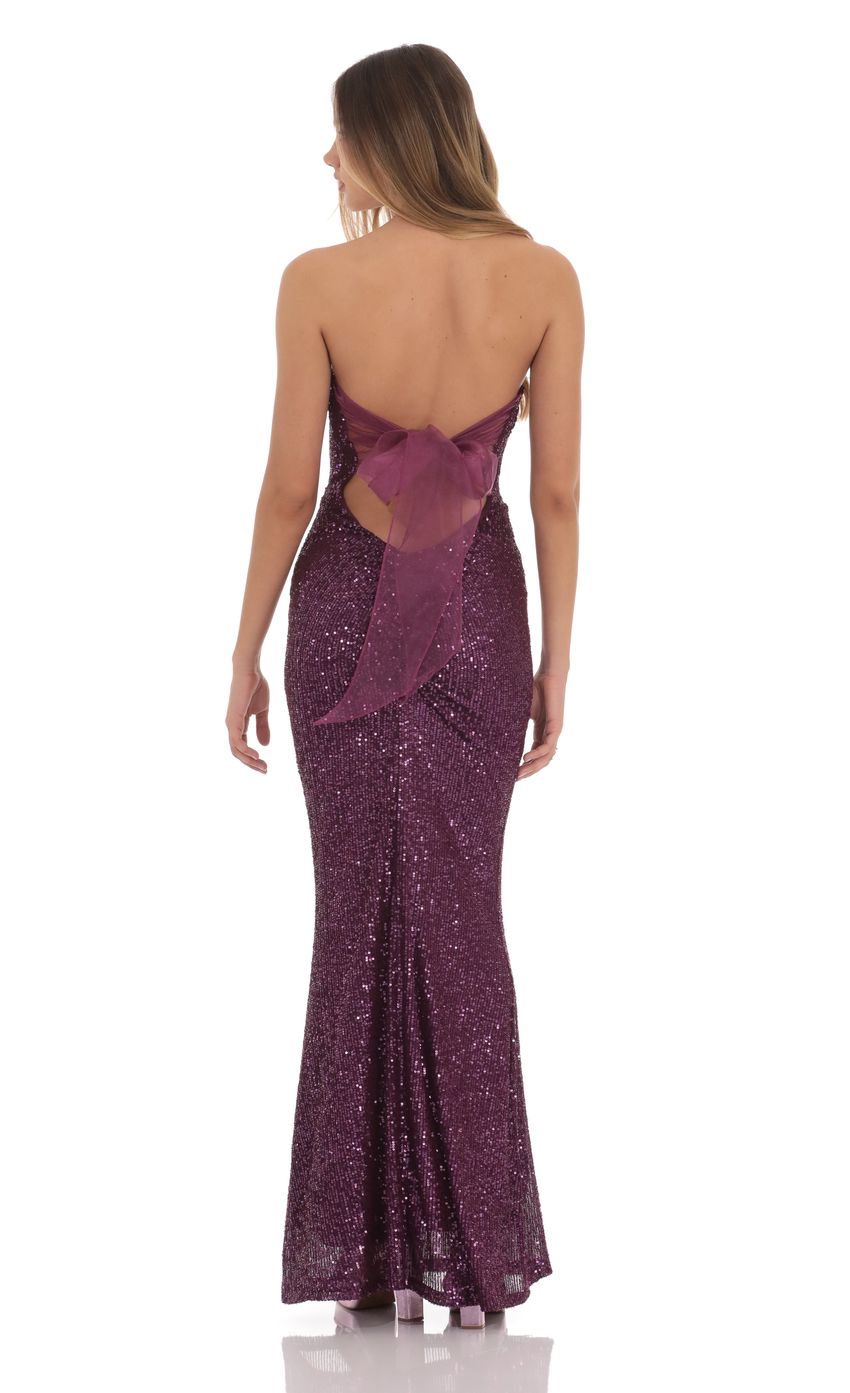 Sequin Strapless Maxi Dress in Purple
