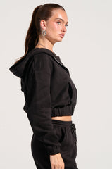 DEXTRA ZIP UP HOODIE WITH RHINESTONE DETAIL