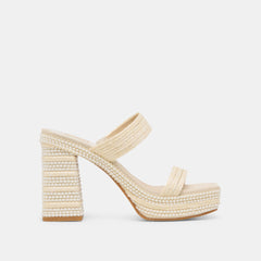 ALIYA PEARL HEELS VANILLA RAFFIA