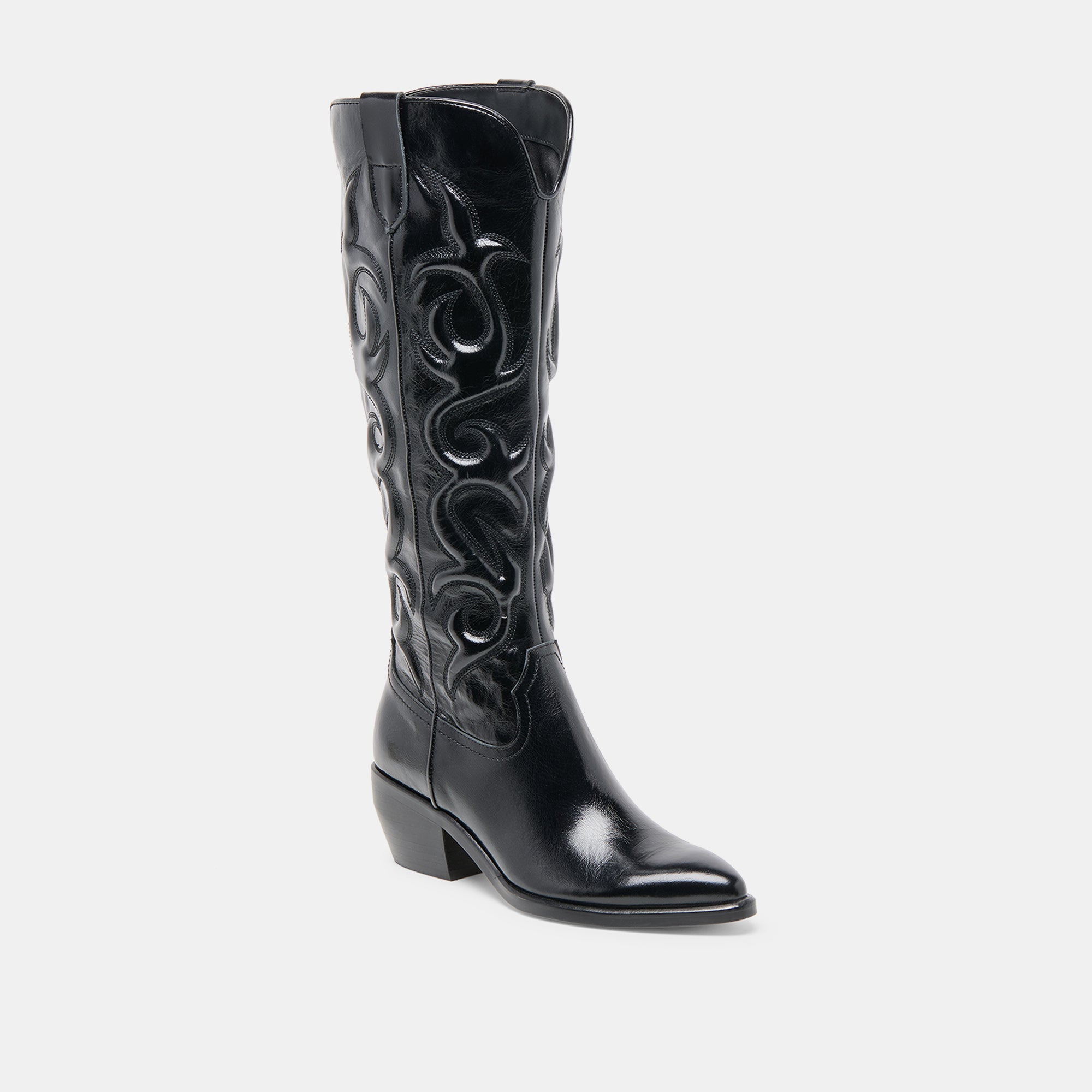 MIRLA WIDE CALF BOOTS BLACK LEATHER