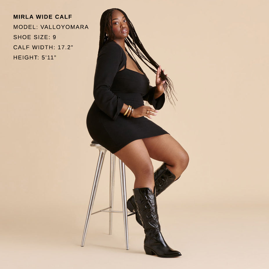 MIRLA WIDE CALF BOOTS BLACK LEATHER