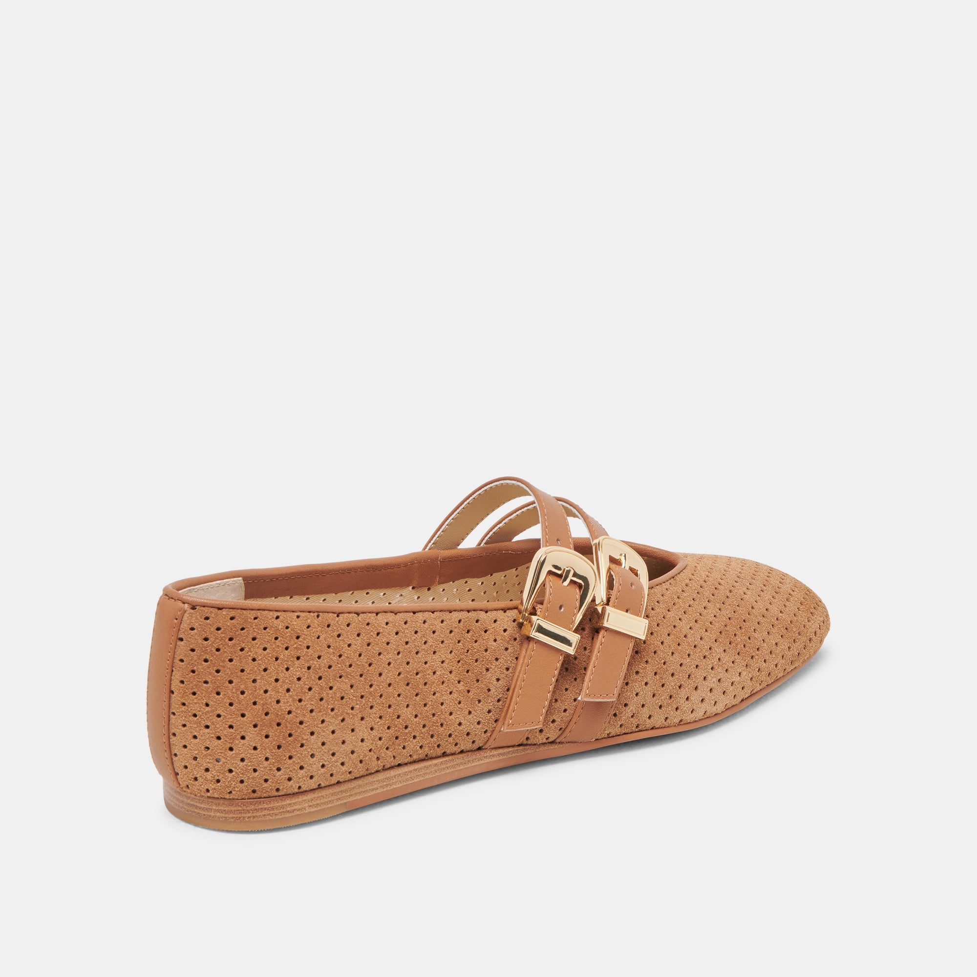 BAYLEE WIDE BALLETS FLATS PECAN PERFORATED SUEDE