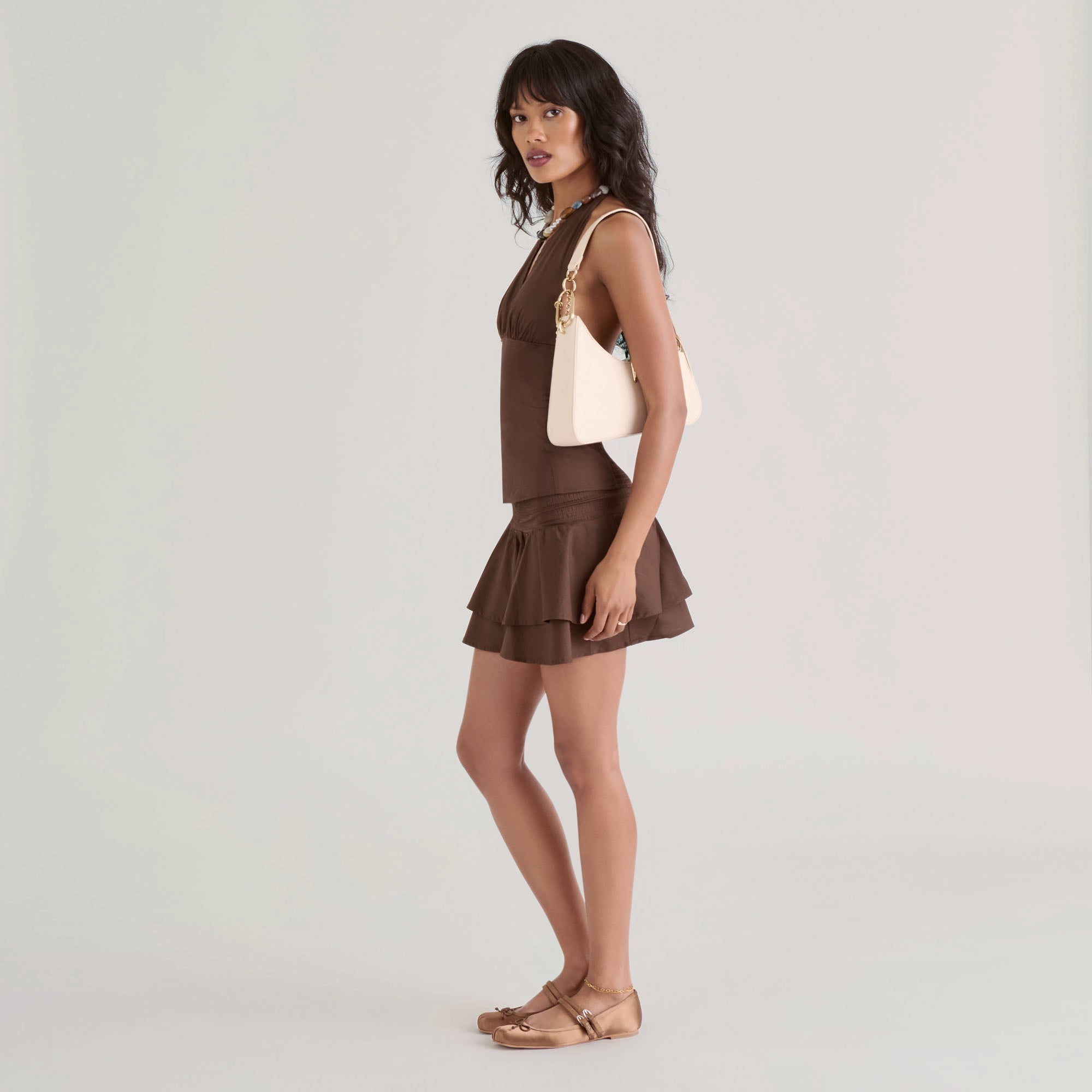 PRYA SHOULDER BAG CREME LEATHER