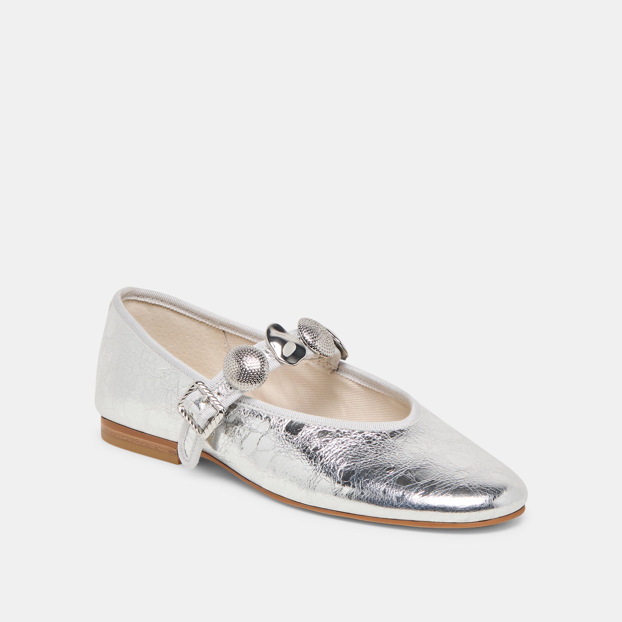 RELAN BALLET FLATS SILVER DISTRESSED LEATHER