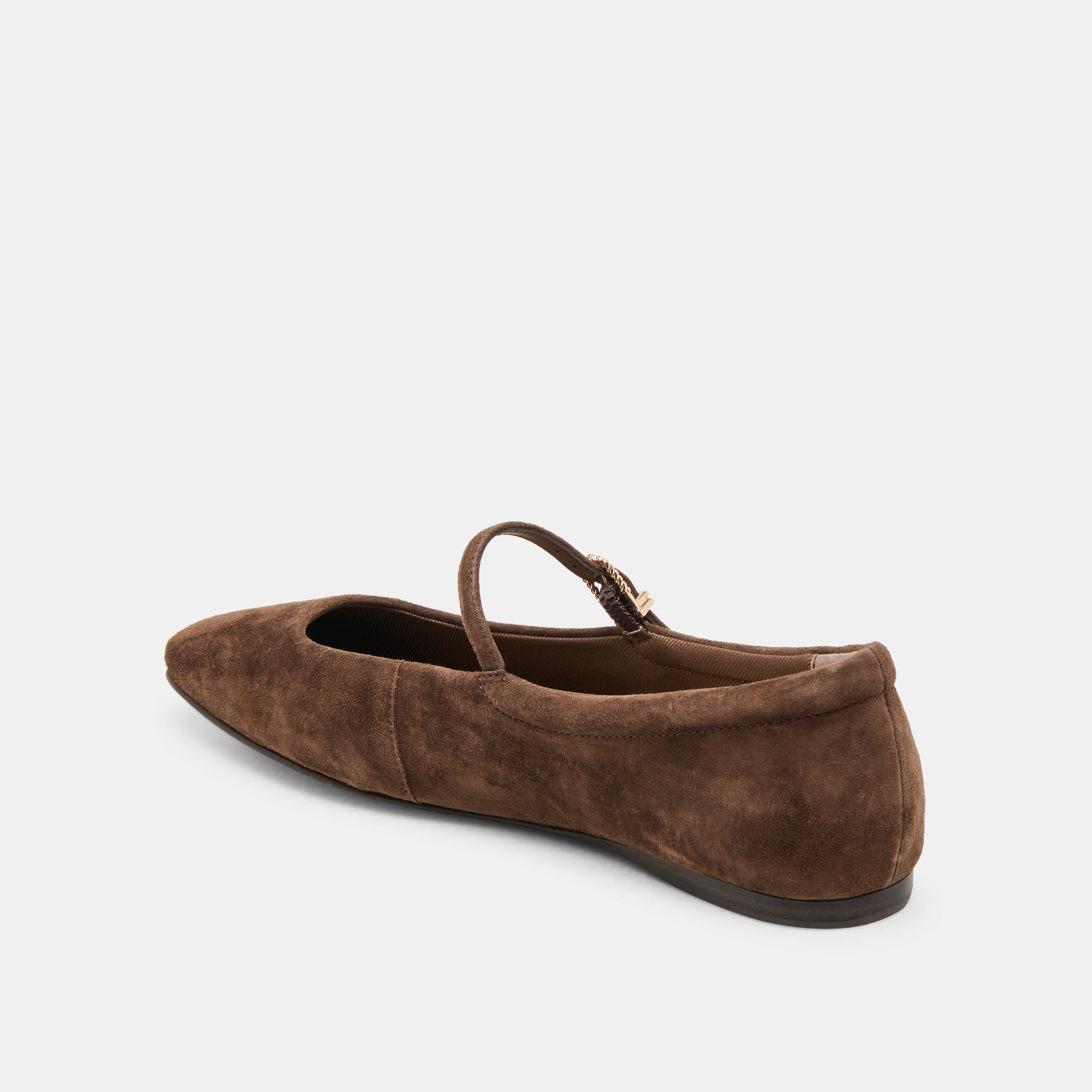REYES WIDE BALLET FLATS DK BROWN SUEDE