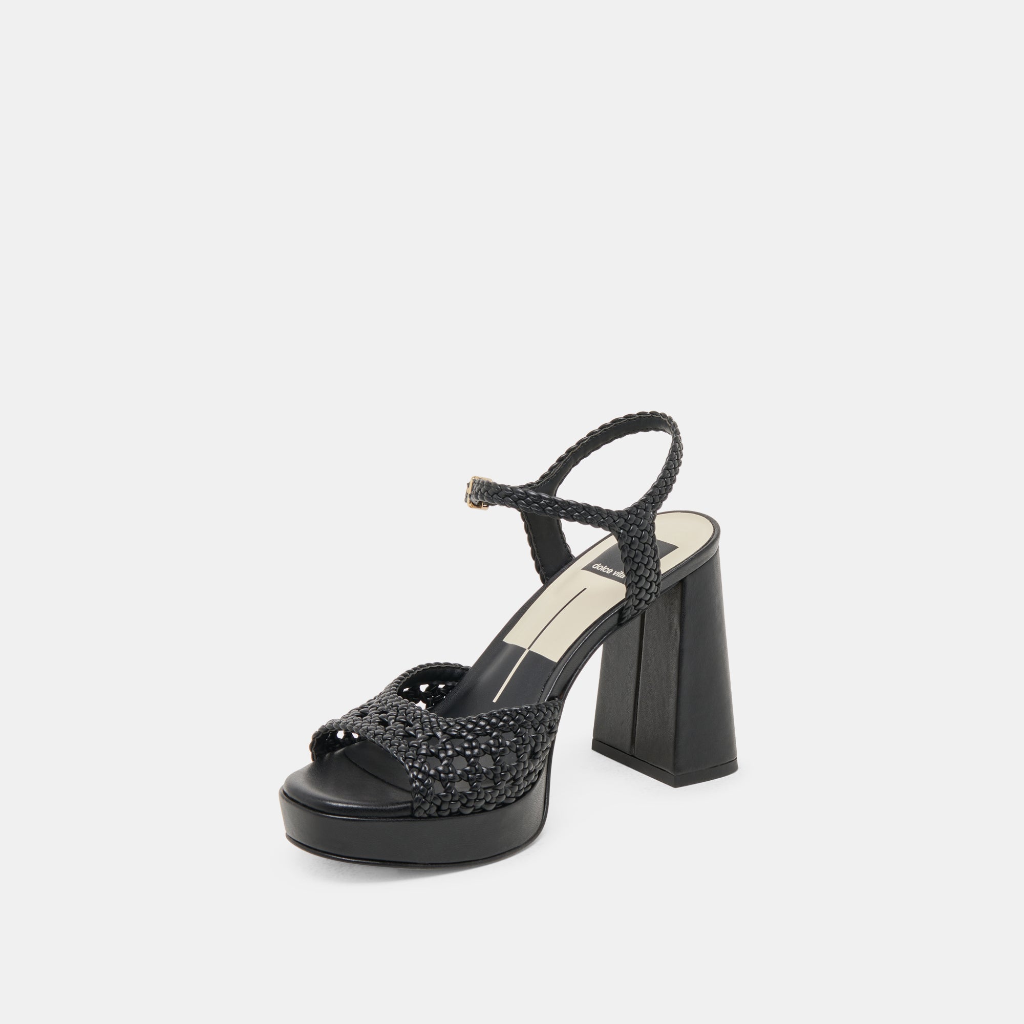 PEYTEN WIDE HEELS BLACK WOVEN STELLA