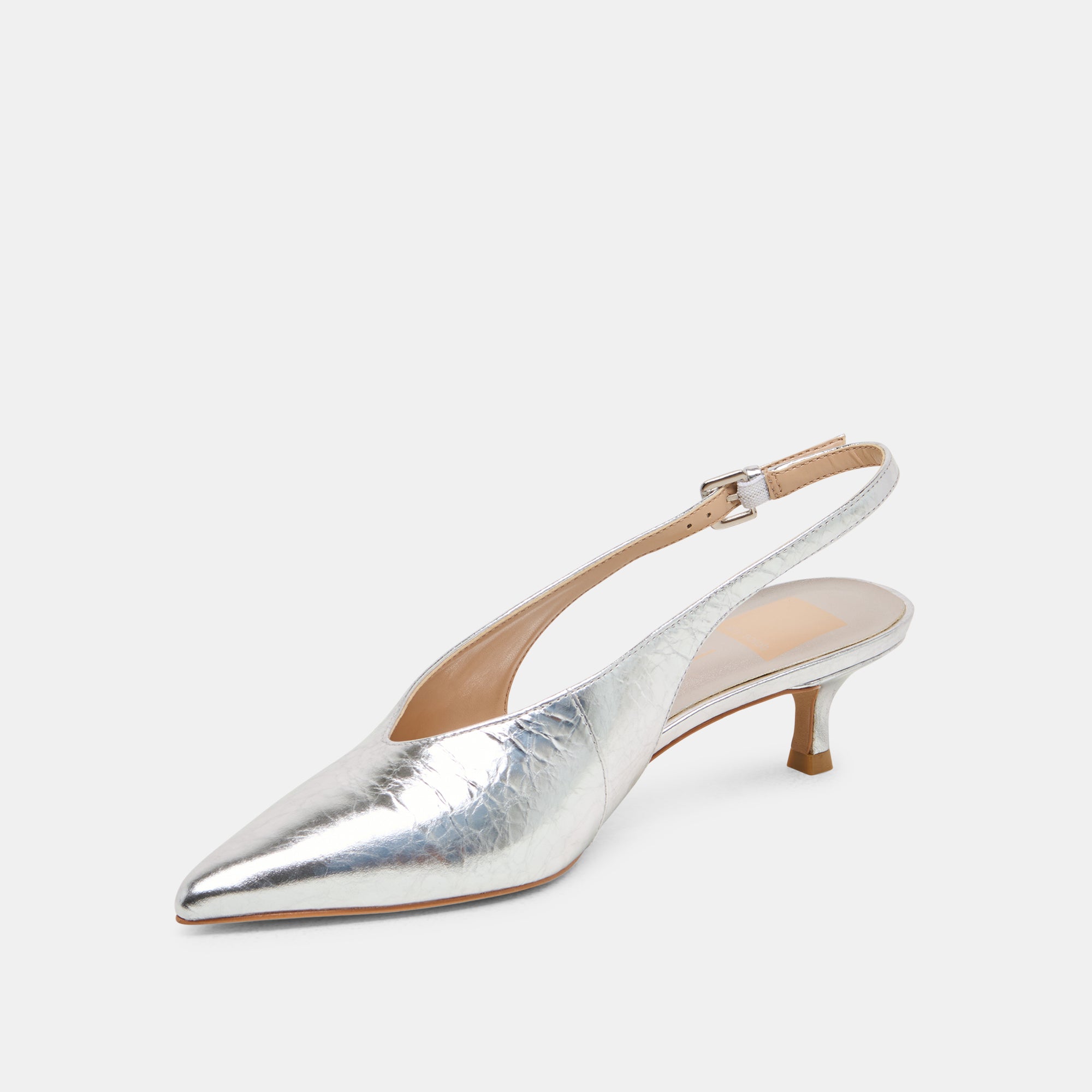 ALENNA HEELS SILVER DISTRESSED LEATHER