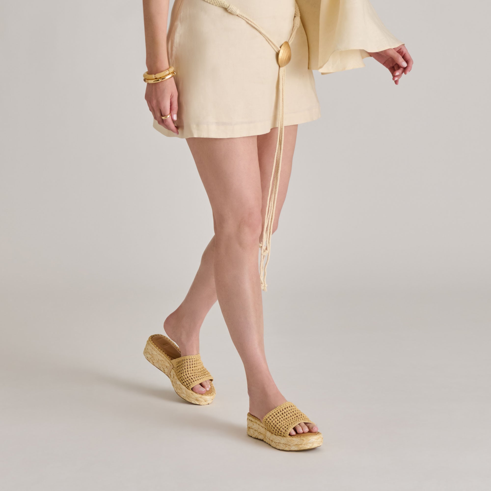 CHAVI MESH SANDALS NATURAL WOVEN RAFFIA