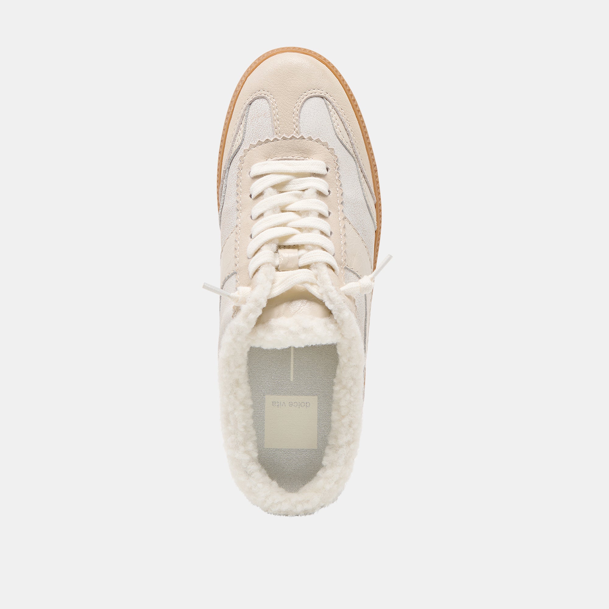 NOTICE SLIDE PLUSH SNEAKERS OFF WHITE CRACKLED LEATHER