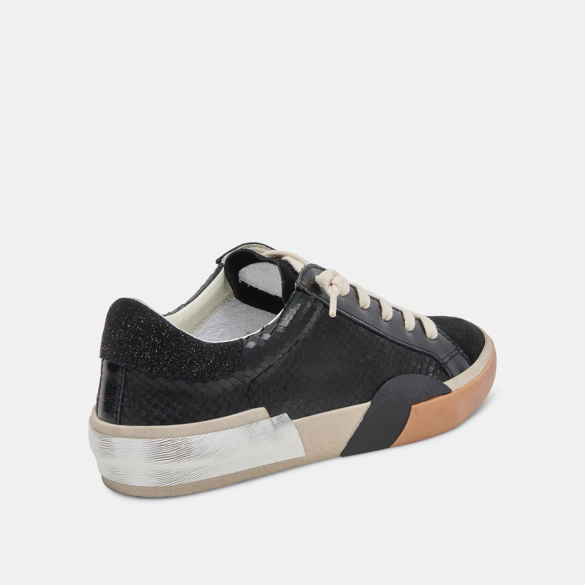 ZINA WIDE SNEAKERS ONYX EMBOSSED LEATHER - re:vita
