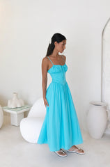Whimsical Woods Maxi Dress Aqua