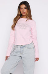 Let's Get Going Relaxed Long Sleeve Baby Tee Pink