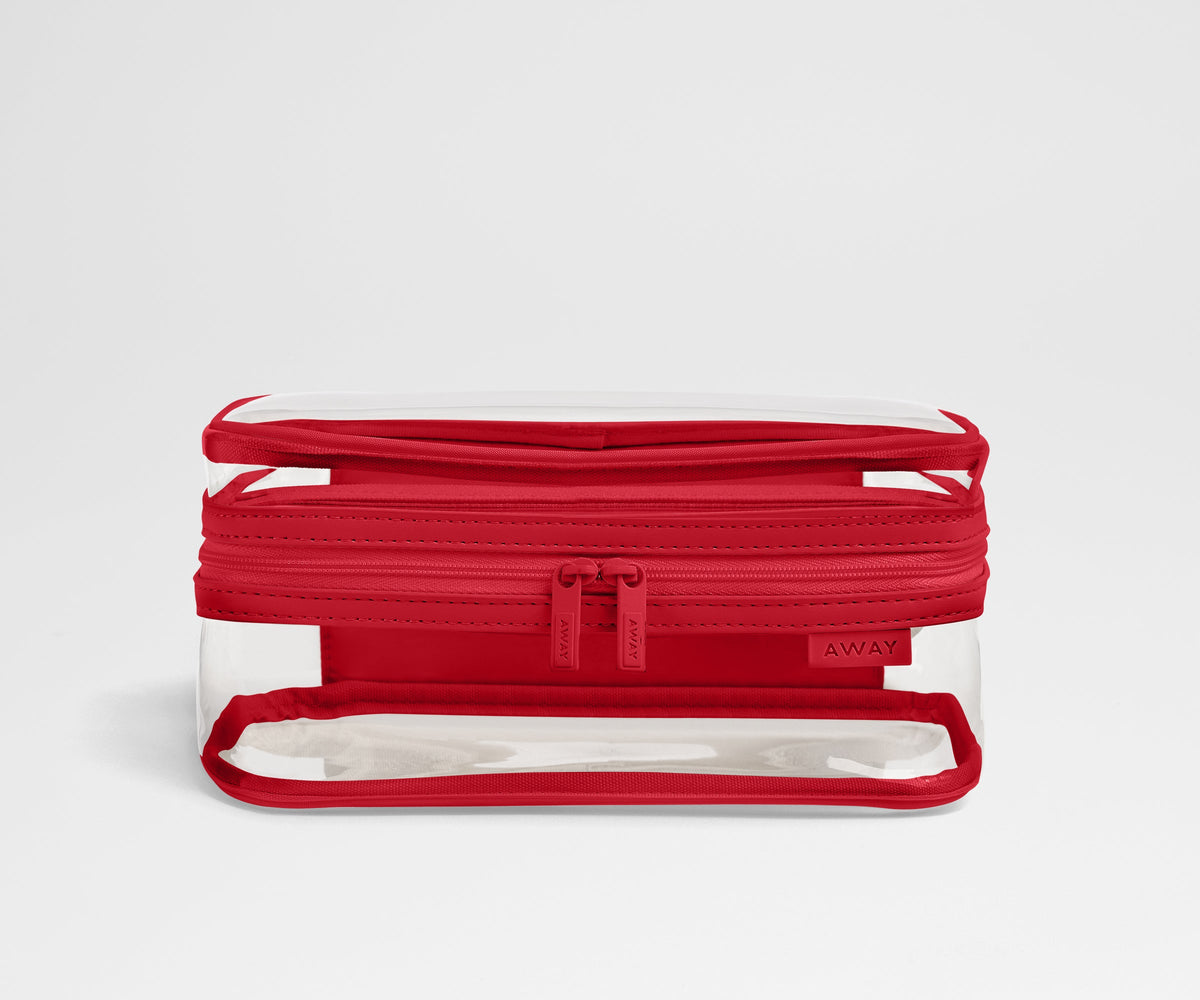 Clear Toiletry Bag in Cherry Red