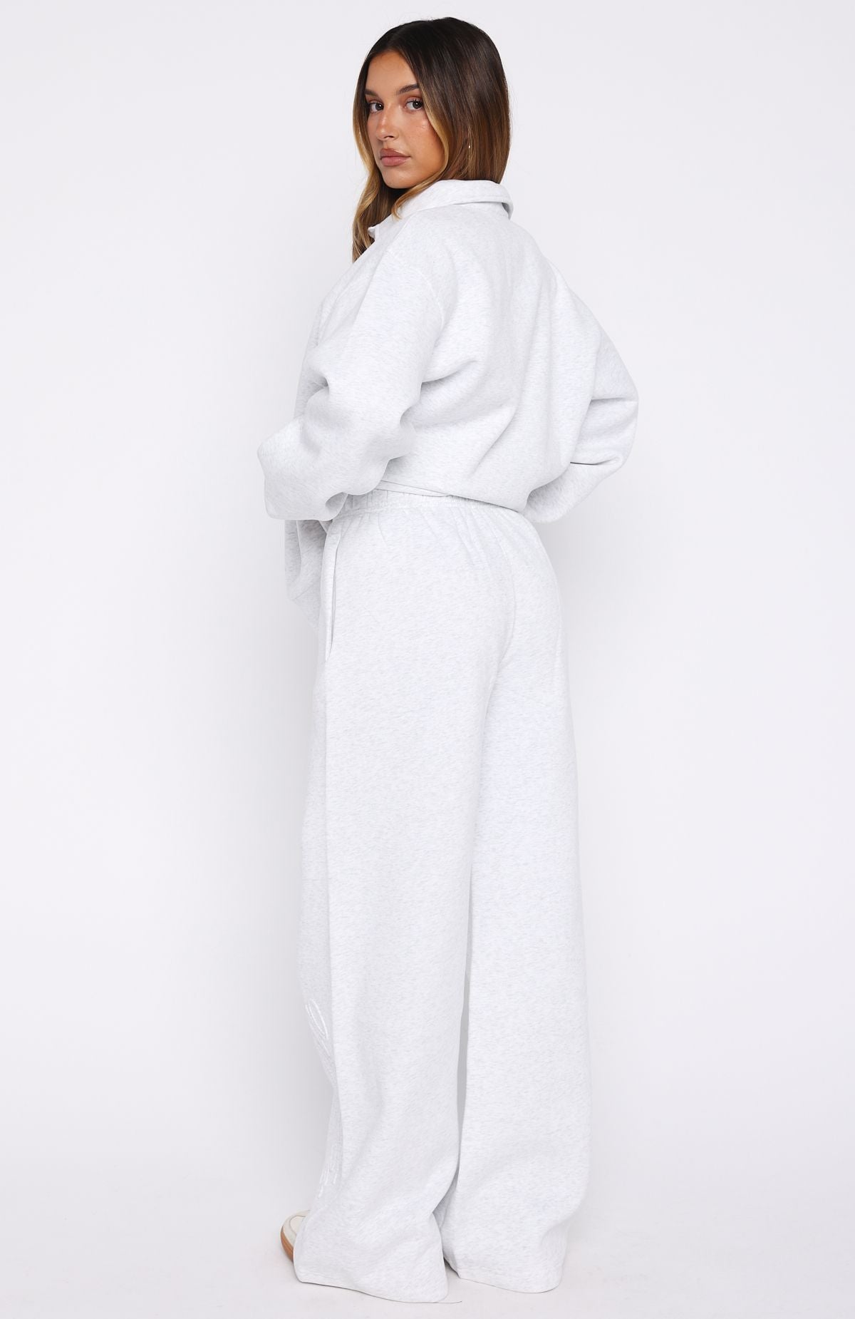 Chill Moves Wide Leg Sweatpants Grey Marle
