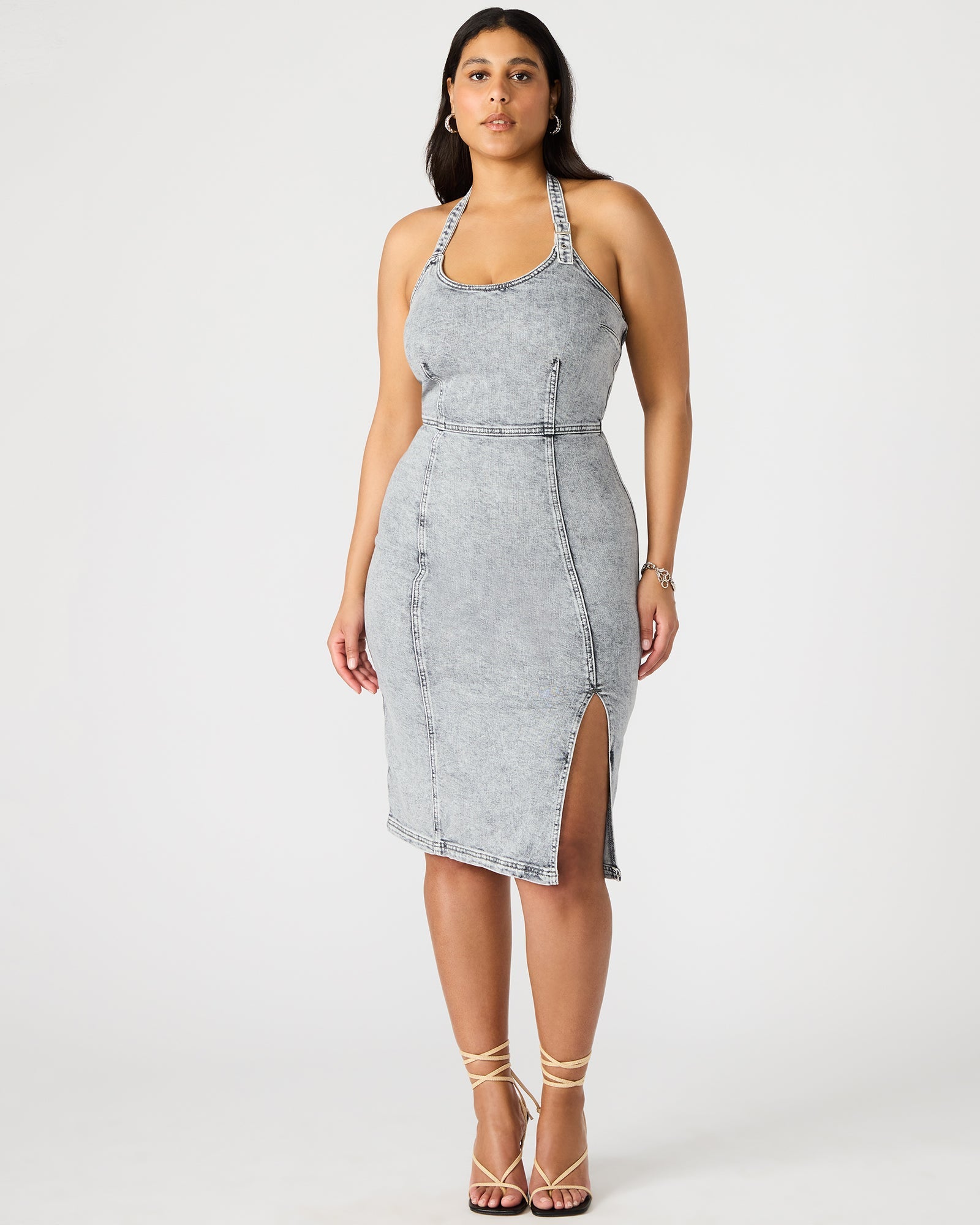 GIA DENIM DRESS LIGHT GREY