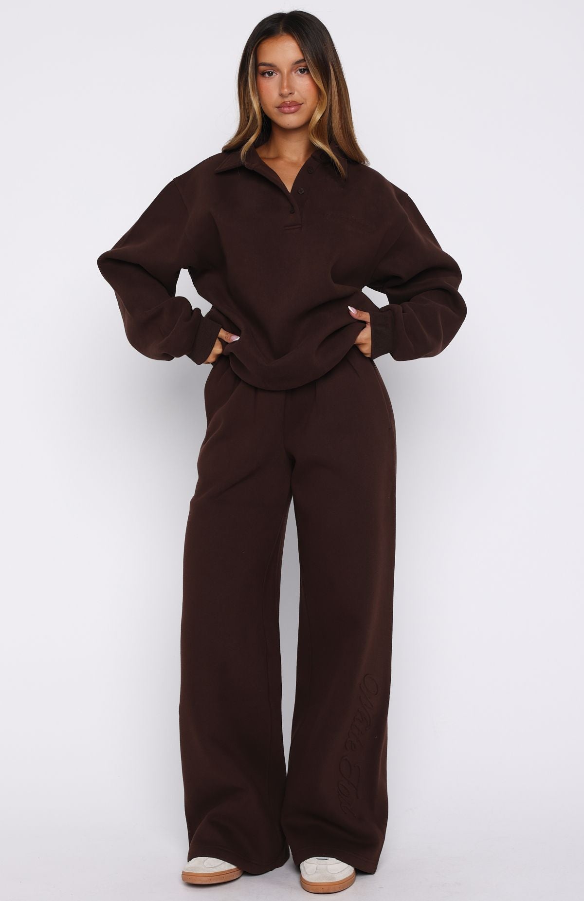Chill Moves Wide Leg Sweatpants Chocolate