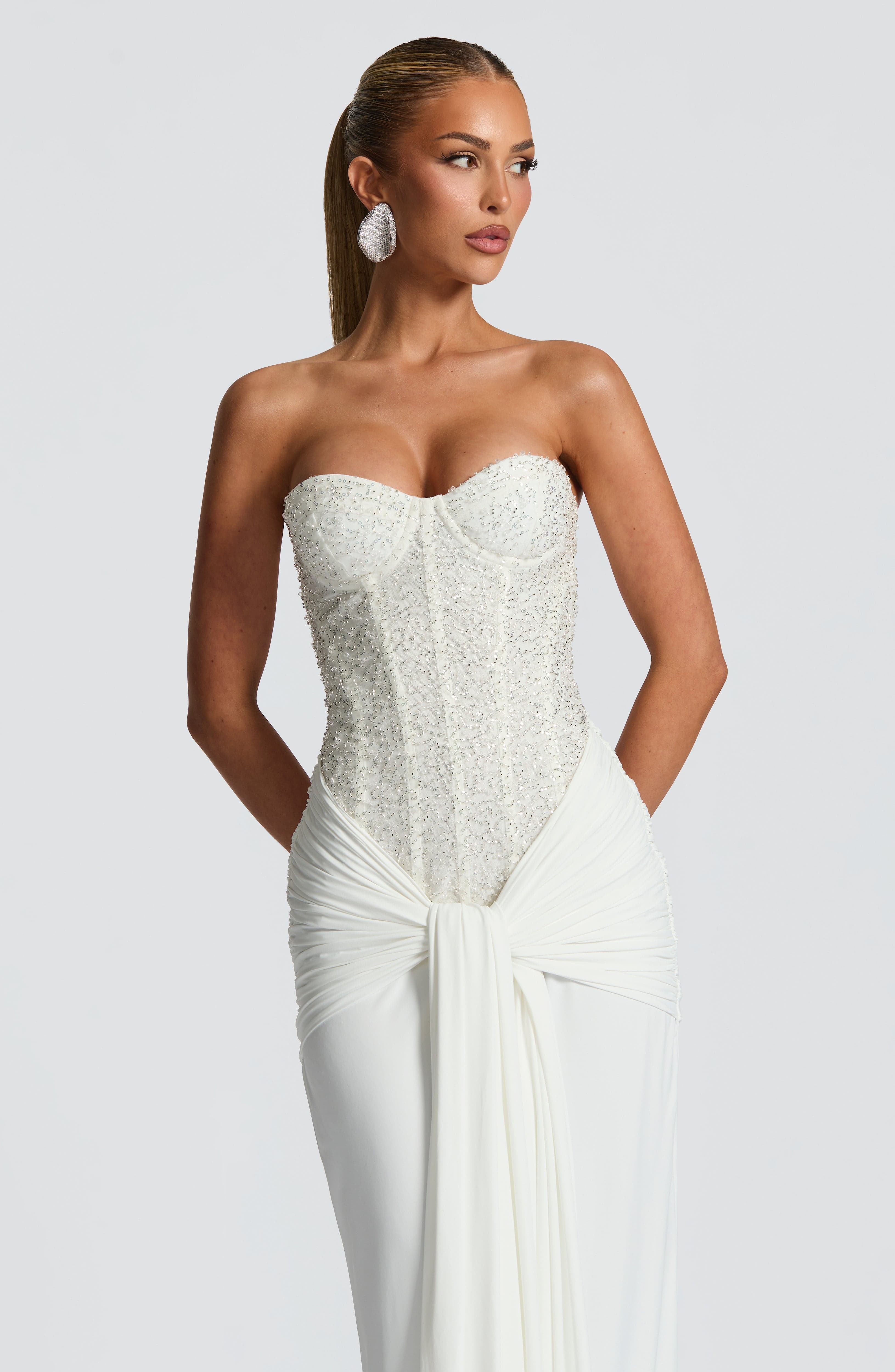 Carina Maxi Dress - Ivory Dress Babyboo Fashion Premium Exclusive Design