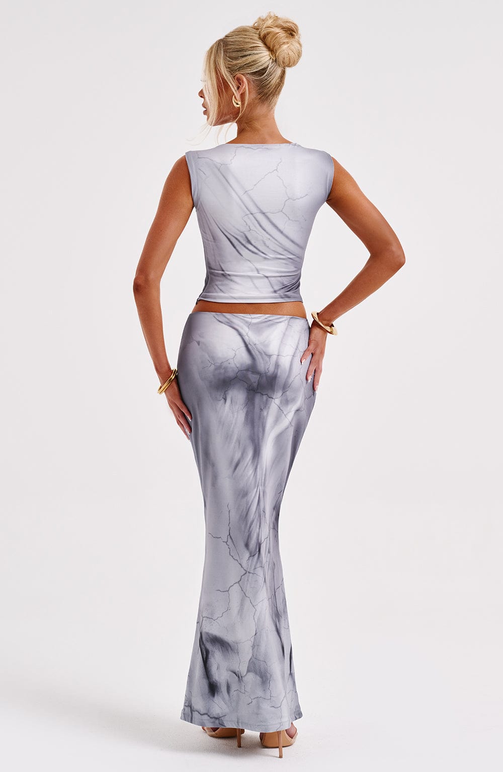 Charmayne Maxi Skirt - Grey Body Print Skirt Babyboo Fashion Premium Exclusive Design